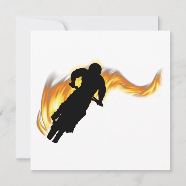 Off Road Dirt Bike with Flames Invitation (Front)