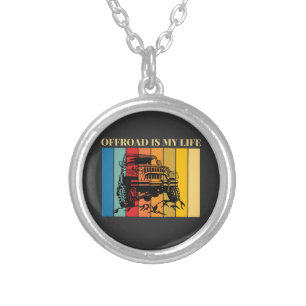 off road is my life silver plated necklace