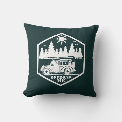 OFF ROAD ME Wilderness White  Green Throw Pillow