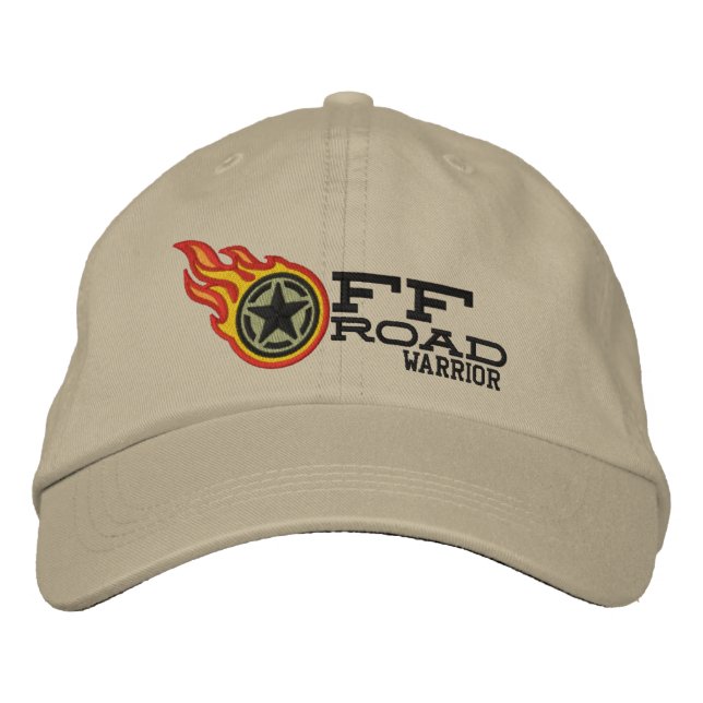 Off Road Racing Flames Bullet Embroidered Baseball Cap (Front)