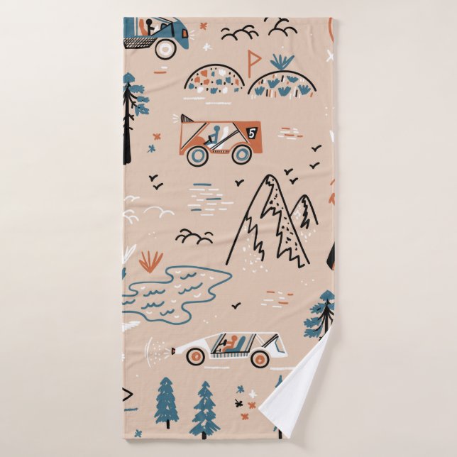 Off-road Racing. Mountain Forest Rally. Toy Car Ra Bath Towel (Bath Towel)