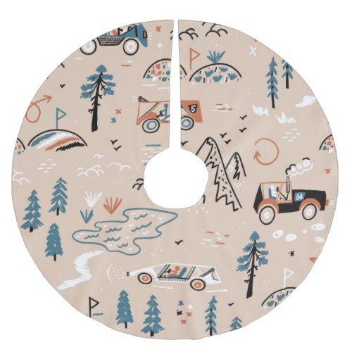 Off_road racing vintage seamless brushed polyester tree skirt