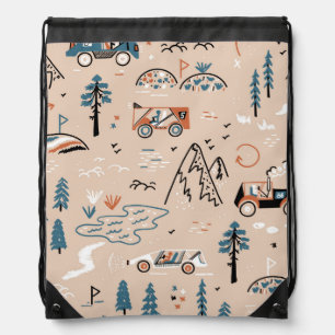 Off-road racing, vintage seamless. drawstring bag