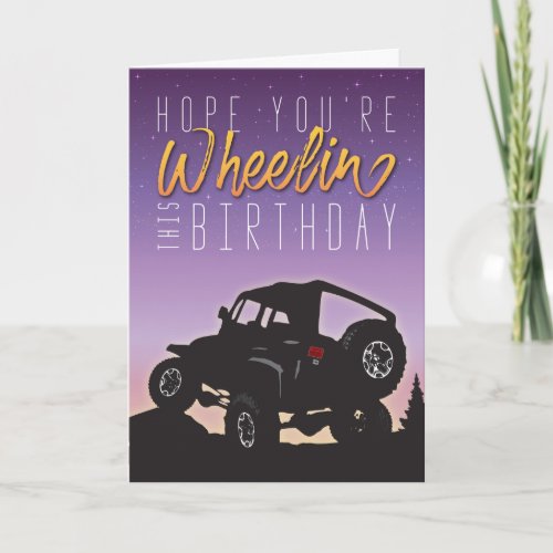 Off_Road Vehicle Wheeling Purple Sky Birthday Card