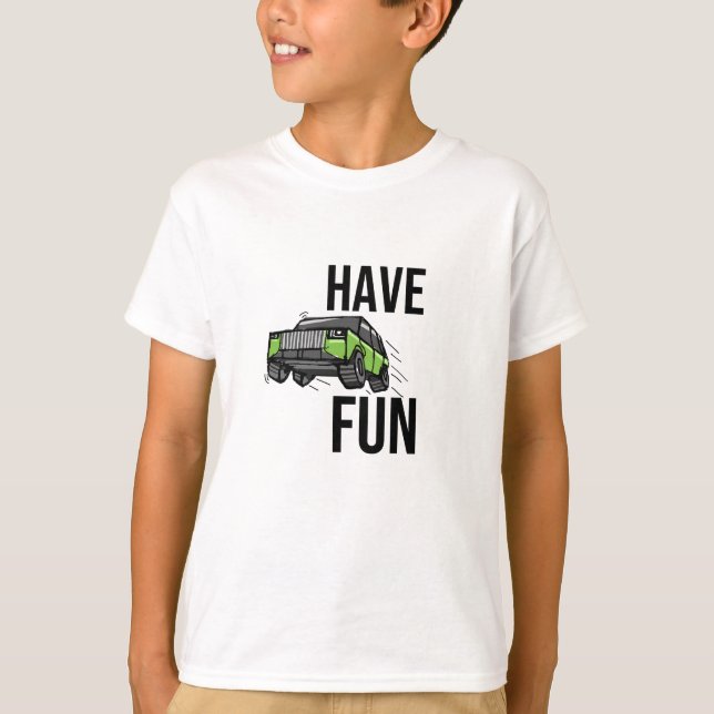Off-roading is fun -- green SUV adventure T-Shirt (Front)