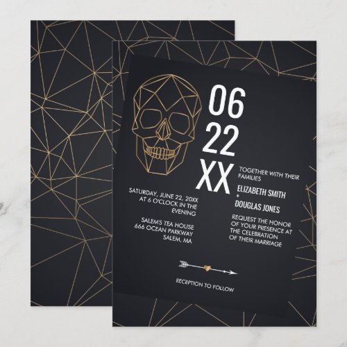 Off Set Geometric Skull Wedding Invitation