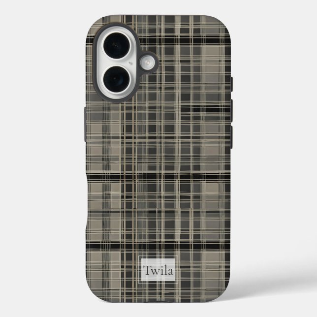 Off-set Modern Plaid Gray Case-Mate iPhone Case (Back)