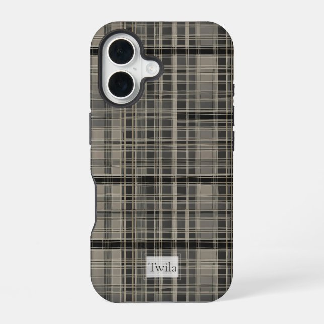 Off-set Modern Plaid Gray Iphone Case (Back)