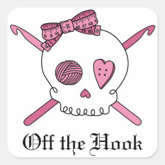 Off The Hook Crochet Skull Square Sticker