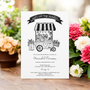 Off the market black scribbles bridal shower invitation