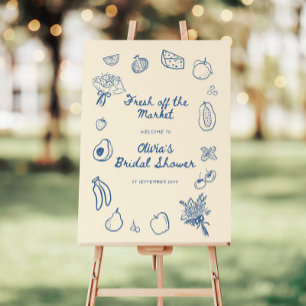 Off The Market Blue Bridal Shower Welcome Foam Board