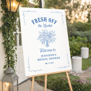 Off The Market Blue Bridal Shower Welcome Sign
