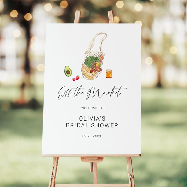 Off The Market Boho Script Bridal Shower Welcome Foam Board (Creator Uploaded)