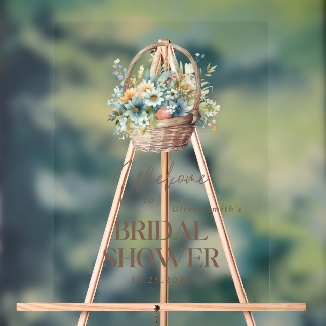 Off the Market Bridal Shower, Floral Bridal Shower Acrylic Sign (Neutral)