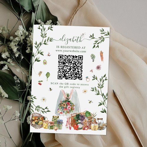 Off The Market  Bridal Shower Registry QR Code Enclosure Card