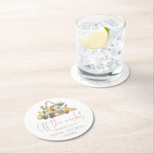 Off The Market Bridal Shower  Round Paper Coaster