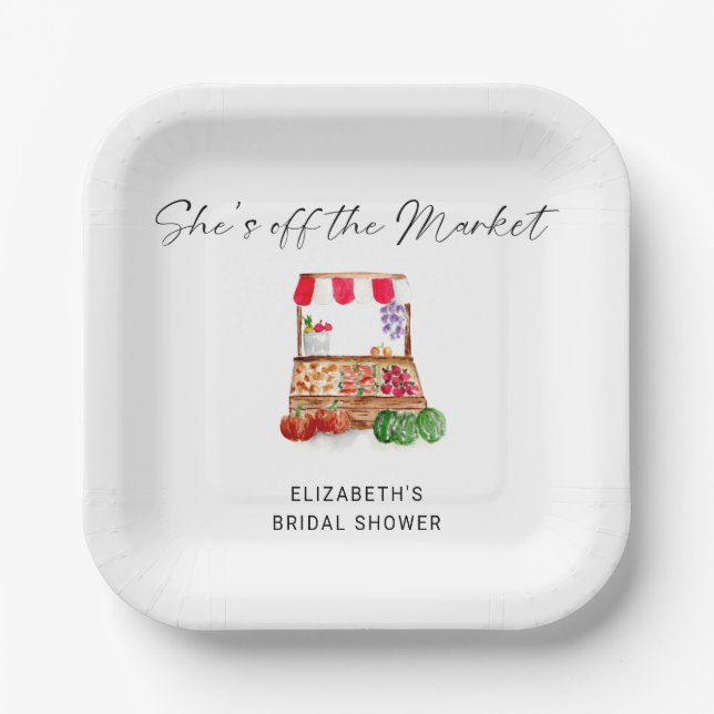 Off the Market Bridal Shower Script Custom Paper Plates (Front)
