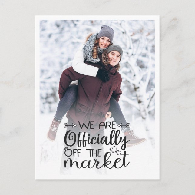 Off the market engagement qr code announcement postcard (Front)