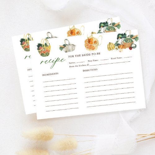 Off The Market Farmers Market Bridal Shower Recipe Enclosure Card