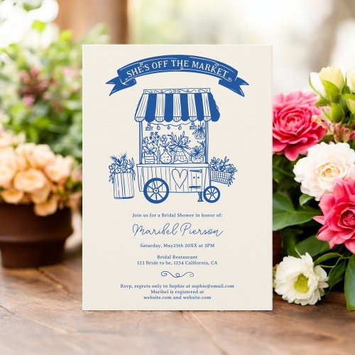 Off the market floral scribbles bridal shower invitation