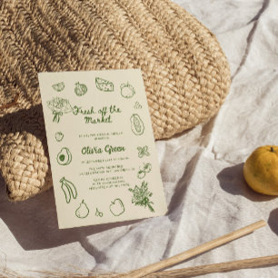 Off The Market Green Hand Drawn Bridal Shower Invitation