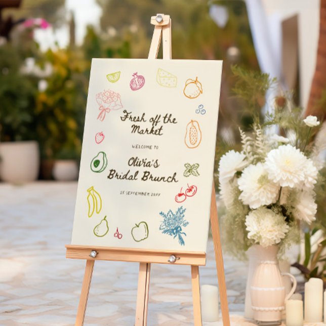 Off The Market Hand Drawn Bridal Brunch Welcome Foam Board (Creator Uploaded)