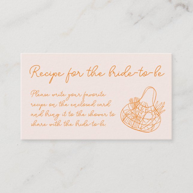 Off The Market Hand Drawn Bridal Shower Recipe Enclosure Card (Front)