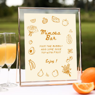 Off The Market Orange Hand Drawn Mimosa Bar Poster