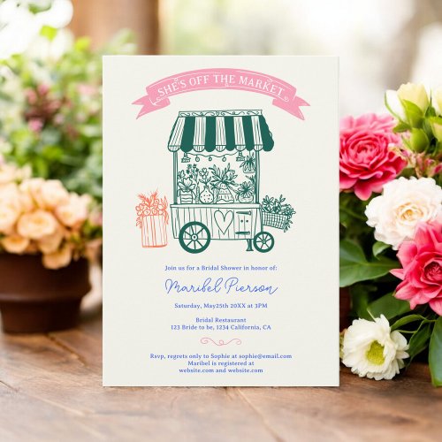 Off the market retro scribbles bridal shower invitation