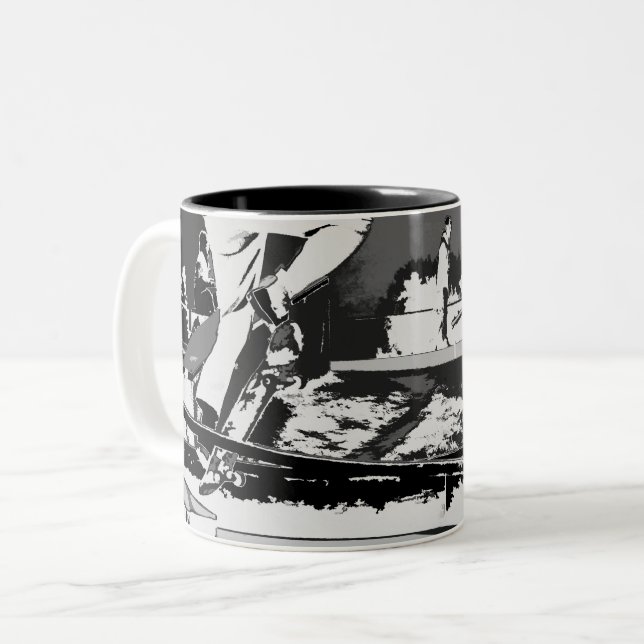 Off the Rails   - Skateboarder Two-Tone Coffee Mug (Front Left)