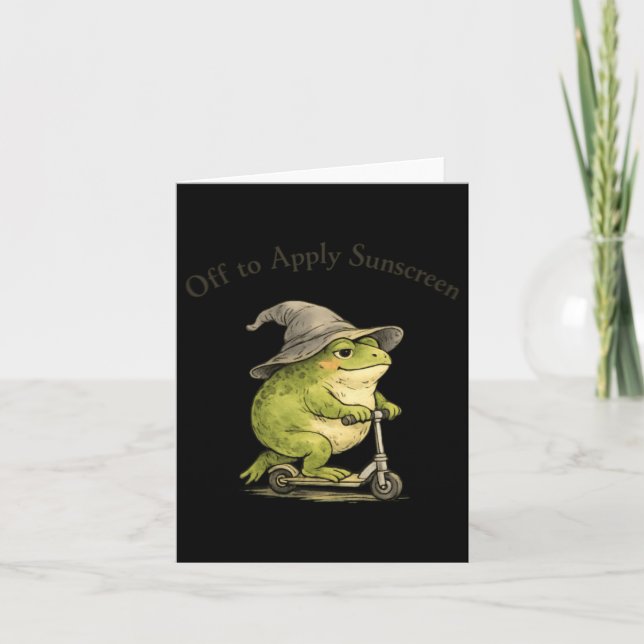 Off To Apply Sunscreen Frog Funny Summer Meme Card (Front)