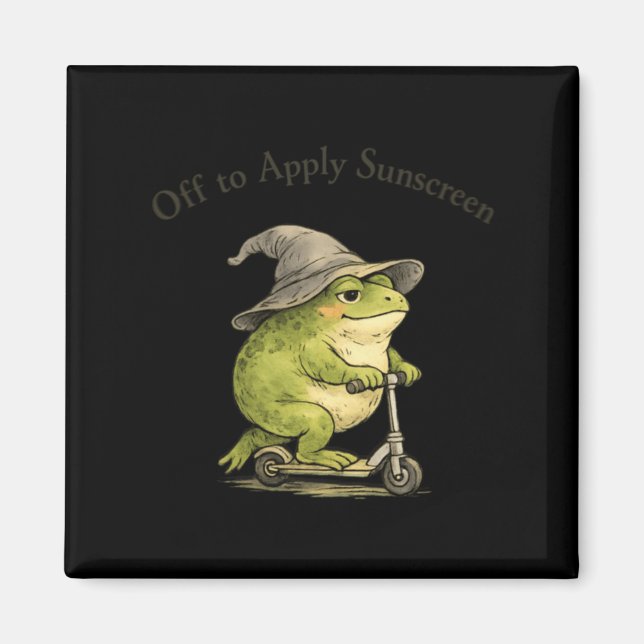 Off To Apply Sunscreen Frog Funny Summer Meme Magnet (Front)