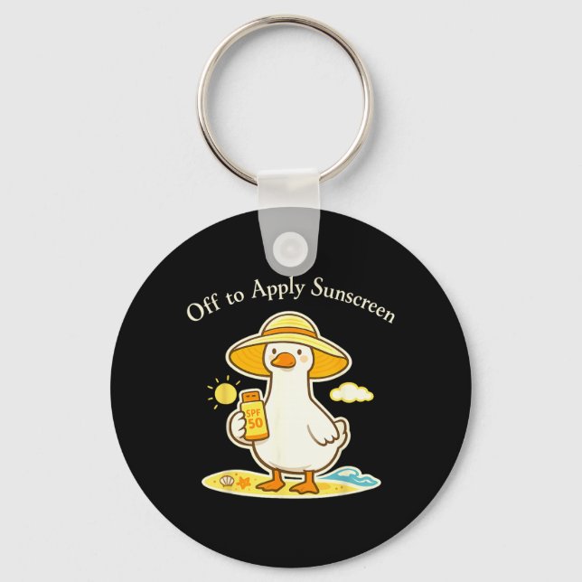 Off to Apply Sunscreen Goose Holiday Beach Trip Keychain (Front)