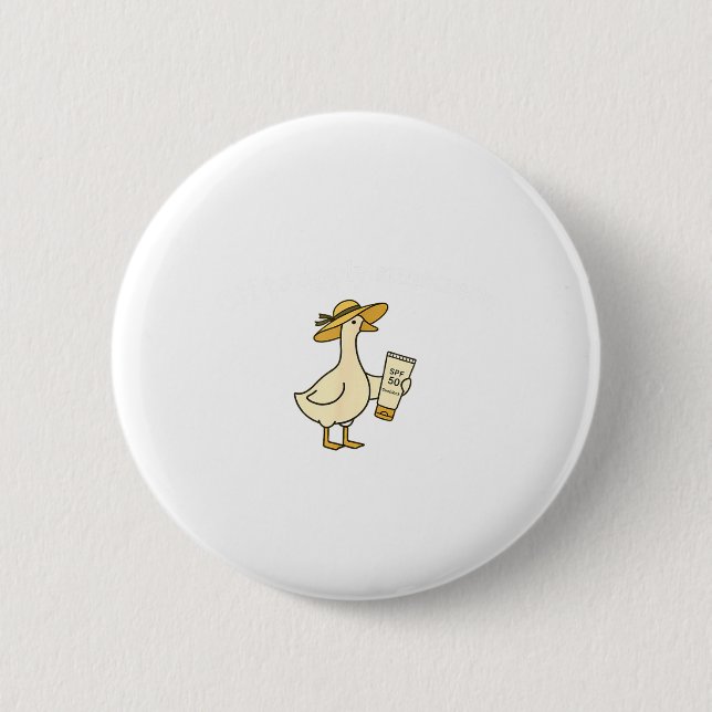 Off to Apply Sunscreen Goose Summer Beach Vacation Button (Front)