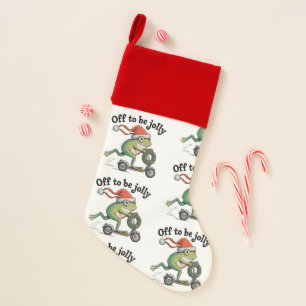 Off To Be Jolly Christmas Xmas Funny Frog Scooter Stocking