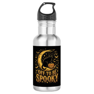Off To Be Spooky Black Cat Moonlight Tumbler Stainless Steel Water Bottle