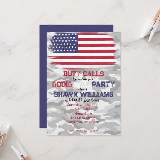 Off to Bootcamp Basic Training Party Invitation (Front/Back In Situ)