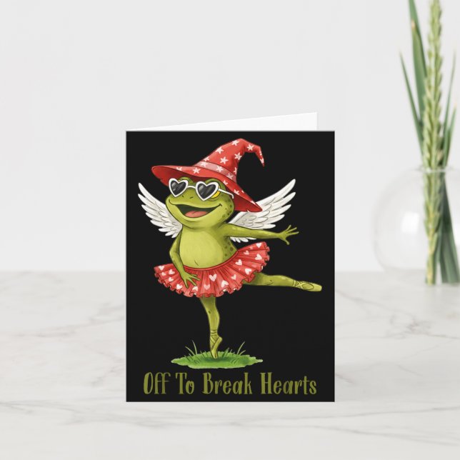 Off To Break Hearts Funny Frog Valentines Women Gi Card (Front)