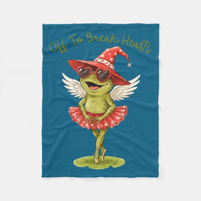 Off To Break Hearts Funny Frog Valentines Women Gi Fleece Blanket (Front)