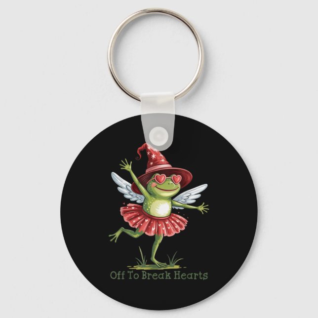 Off To Break Hearts Funny Frog Valentines Women Gi Keychain (Front)