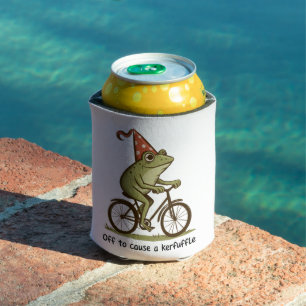 Off to Cause a Kerfuffle Frog Sarcastic Funny Can Cooler