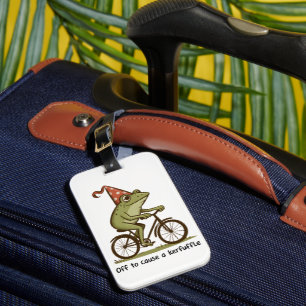 Off to Cause a Kerfuffle Frog Sarcastic Funny Luggage Tag