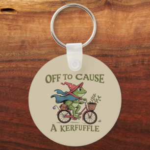 Off to Cause a Kerfuffle Frog Sarcastic Funny Meme Keychain
