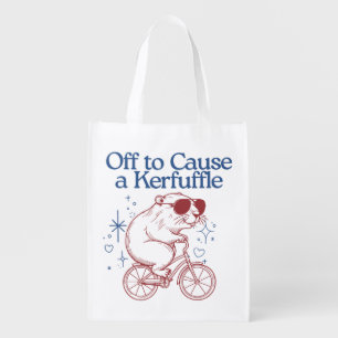 Off to Cause a Kerfuffle Funny Beaver on a Bike Grocery Bag