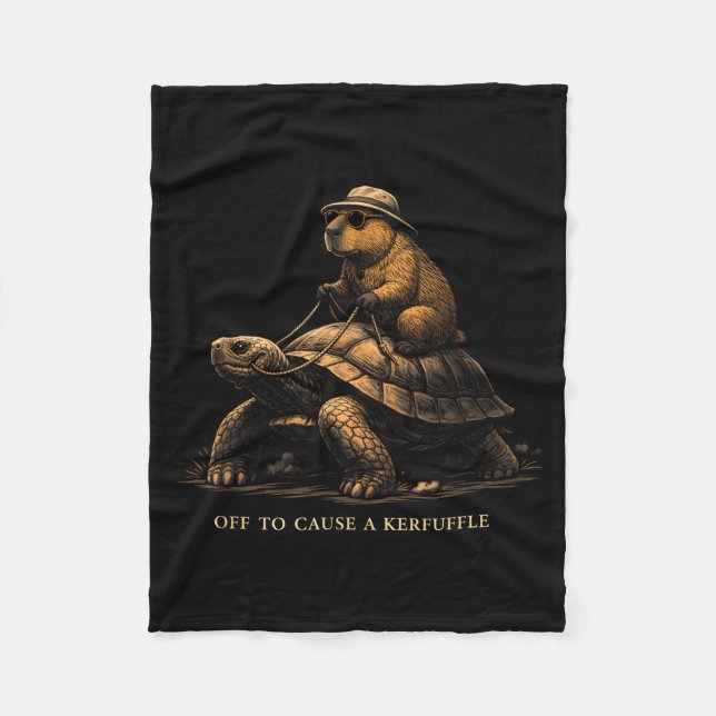 Off to cause a kerfuffle funny capybara hilarious fleece blanket (Front)