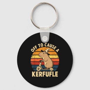 Off to cause a kerfuffle funny capybara joke meme keychain