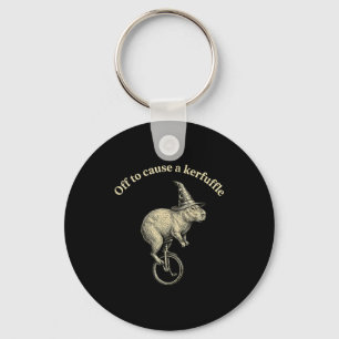 Off to cause a kerfuffle funny capybara meme keychain