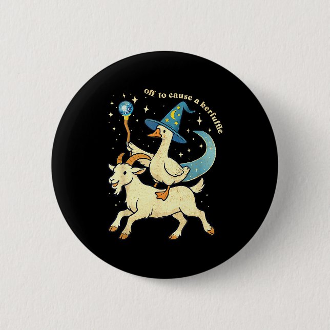Off To Cause A Kerfuffle Funny Chaotic Weird Anima Button (Front)