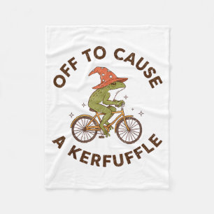 Off To Cause A Kerfuffle Funny Cowboy Frog Meme Fleece Blanket