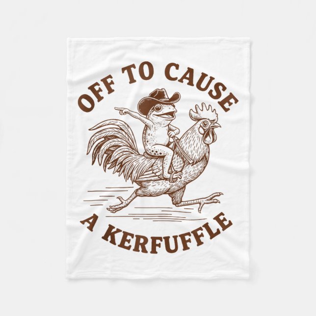 Off To Cause A Kerfuffle Funny Cowboy Frog Riding  Fleece Blanket (Front)